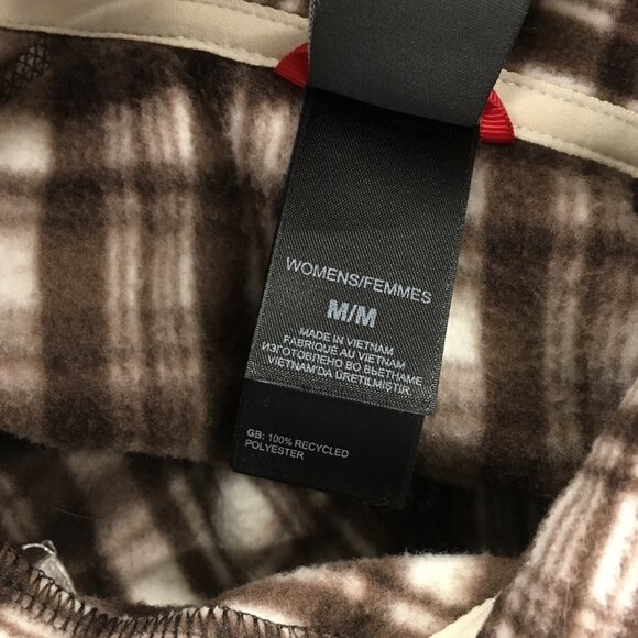 The North Face Quarter Zip Sweatshirt Pullover Fleece Women Medium Brown Plaid - Picture 9 of 13